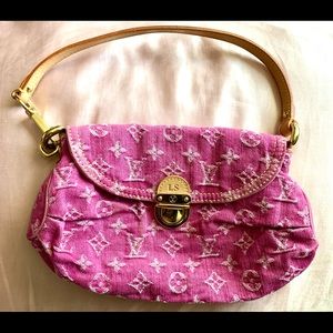 LOUIS VUITTON PINK MONOGRAM MINI DENIM PLEATY BAG